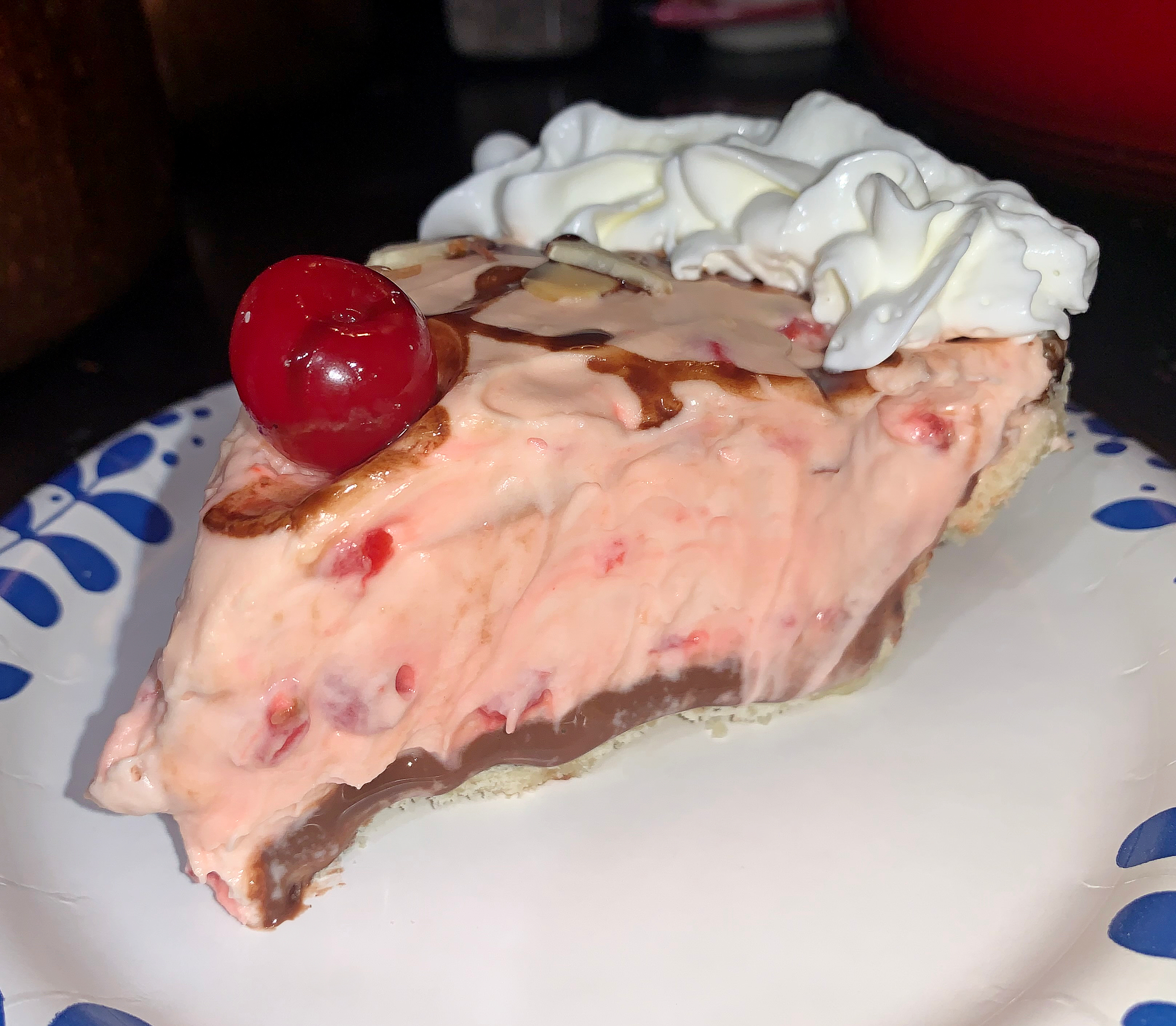 Maraschino Cherry and Almond Mousse Pie