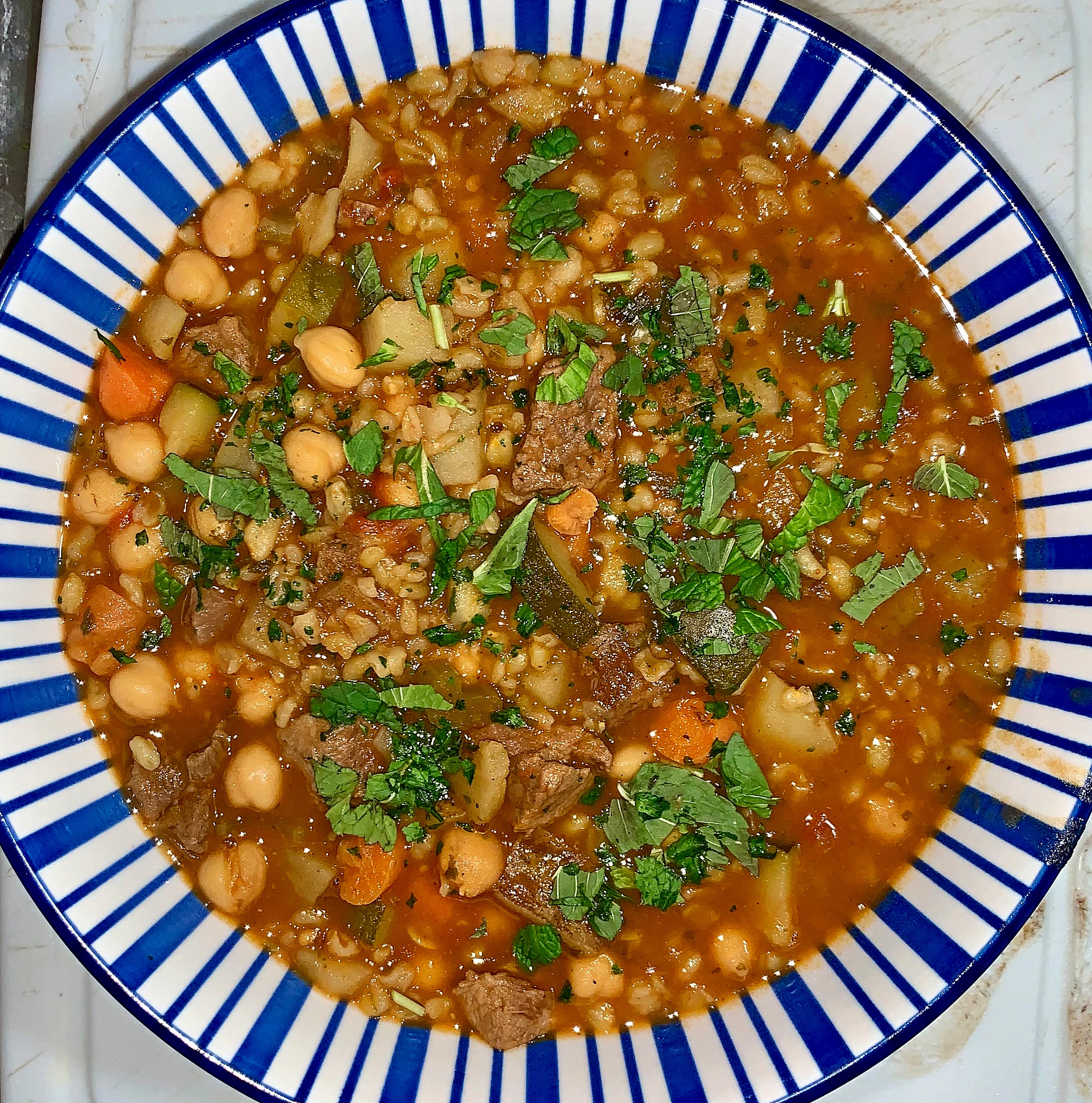 Algerian Lamb, Tomato, and Freekeh Soup (Chorba Frik)